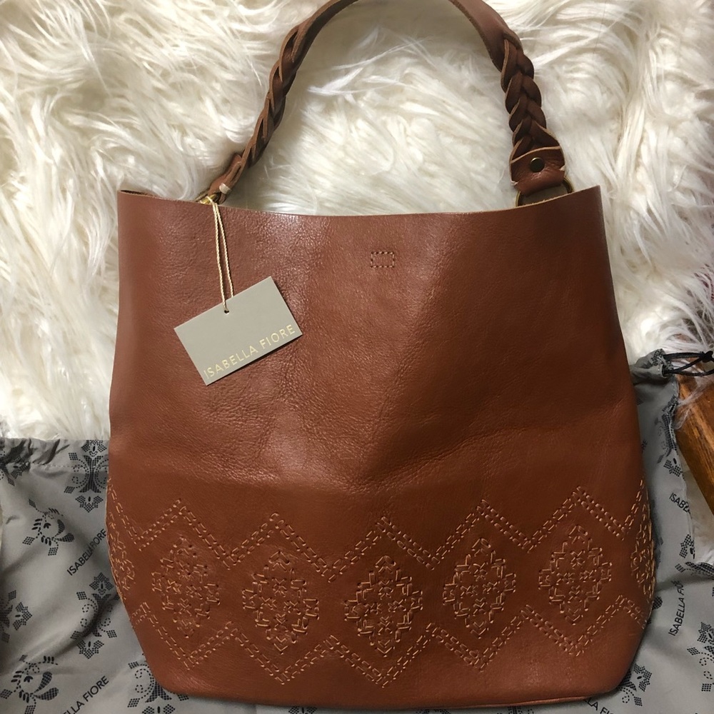 Isabella Fiore large hobo bag cognac color